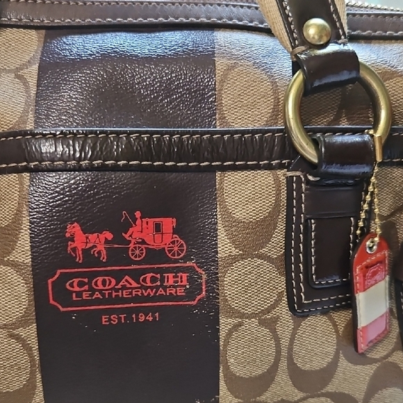 COACH EUC Y2K HERITAGE CARRIAGE  Brown Leatherware Satchel - Picture 2 of 16
